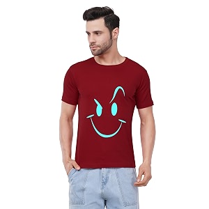 Caseria Mens Cotton Printed T-Shirt -Smiley Stroke