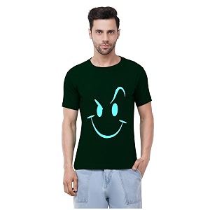 Caseria Mens Cotton Printed T-Shirt -Smiley Stroke