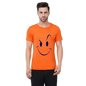 Caseria Mens Cotton Printed T-Shirt -Smiley Stroke