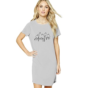 caseria women39s round neck cotton t-shirt dress with printed graphics and side pockets - adventure