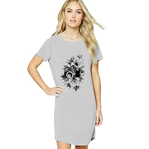 Caseria Womens Round Neck Cotton T-Shirt Dress