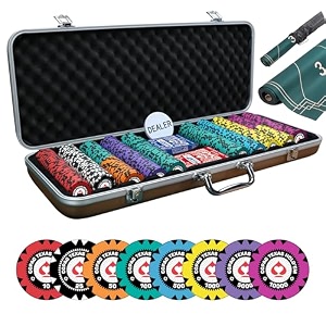 casino kart 300 piece poker chips set 40mm 14g clay chips with aluminium carry case and foam inserts portable durable casino game set for card games party night and tournament use