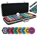 CASINO KART Nashville 300 Piece Poker Chips Set 40mm 14g Clay Chips with Aluminium Carry Case and Foam Inserts Portable Durable Casino Game Set for Card Games Party Night and Tournament Use