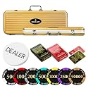 CASINO KART 300 Piece Phantom Poker Chips Set 40mm 14g Clay Chips with Aluminium Carry Case and Foam Inserts Portable Durable Casino Game Set for Card Games Party Night and Tournament Play