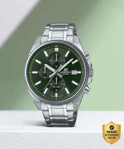 CASIO Edifice Green Dial Silver Stainless Steel
