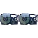 Casio XR-18X1-W-DJ Label Printer Tape (Black and Clear) (Pack of 2)