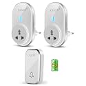 CASON -2 Receivers Self-Powered Battery Free Wireless Door Bell for Home Long Range/Wireless Calling Bell,Remote Bell With Socket Plug In type,up to 1000ft Range (White)