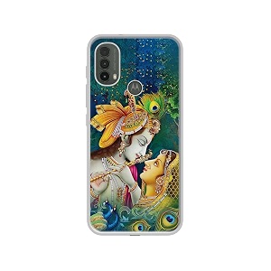 radha kishan love design printed silicon soft tpu back case cover for motorola moto e40 4g