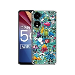crazy design printed silicon soft tpu back case cover for itel p55 5g multicolor