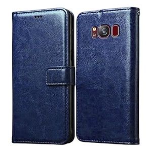 flip cover back case for samsung galaxy s8 4g  premium leather finish  inbuilt pockets amp stand  flip cover back case for samsung galaxy s8 4g blue