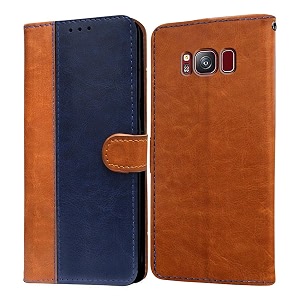 flip cover back case for samsung galaxy s8 4g  premium leather finish  inbuilt pockets amp stand  flip cover back case for samsung galaxy s8 4g camelblue