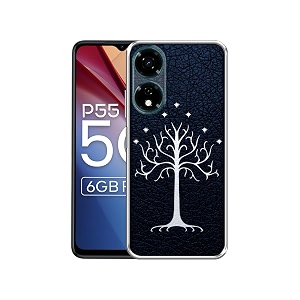 magic tree pattern design printed silicon soft tpu back case cover for itel p55 5g blue