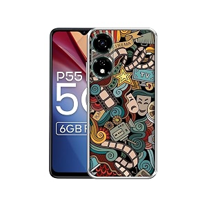 movies printed silicon soft tpu back case cover for itel p55 5g multicolor