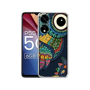 owl illustration printed silicon soft tpu back case cover for itel p55 5g multicolour