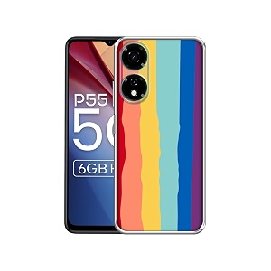 rainbow printed silicon soft tpu back case cover for itel p55 5g multicolor
