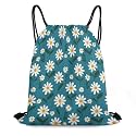 CASOWAT Beautiful Daisy Drawstring Backpack, Lightweight Daypack for Men Women Fit Travel, Sports, Gym, Travel And Beach 16x14 IN
