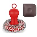 Herda Cast Iron Cleaner Scrubber with Pan Scraper, Patented 316 Chain Mail Scrubber Cast Iron Skillet Cleaning Kit, Metal Brush Chainmail Scrub Sponge to Clean Pan Pot, Skillet, Grill, Dutch Oven, Wok