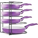 Cast Iron Frying Pan Holder Organizer Rack, Pans Pot Stand Dish Rack Storage Stand for Kitchen Cabinet, Countertop, [ Without pan] (Rustic)