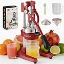 Cast Iron Manual Hand Press Juicer for Citrus & Pomegranate,Deep Red