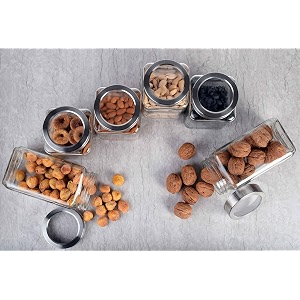 castanea Cube Glass Jar with Lid Transparent