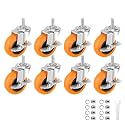 Caster Wheels with Threaded Stem, 3 Inch Locking Swivel Casters Set of 8