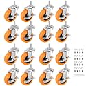 Caster Wheels with Threaded Stem, 3 Inch Locking Swivel Casters Set of 16