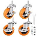 Caster Wheels with Threaded Stem, 3 Inch Locking Swivel Casters Set of 4