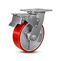 Caster Wheels, 6" Heavy Duty Industrial Casters with Load 1200lbs Capacity, Wheels for Cart Toolbox(1 Total Lock Brake)