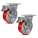 Caster Wheels, 6" Heavy Duty Industrial Casters Set of 2 with Load 2400lbs Capacity, Wheels for Cart Toolbox(2 Total Lock Brake)