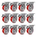 Caster Wheels, 6" Heavy Duty Industrial Casters Set of 2 with Load 2400lbs Capacity, Wheels for Cart Toolbox(12 Total Lock Brake)