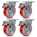 Caster Wheels, 6" Heavy Duty Industrial Casters Set of 4 Wheels for Cart (4 Total Lock Brake)