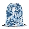 Castle Fairy Camouflage Drawstring Backpack,Pixel Style Blue Camo Waterproof Drawstring Bags,Abstract Art Bags for Shopping Travelling,Lightweight