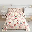 Castle Fairy Cute Pig Bedding Set King Size Cartoon Pet Pigs Apples Comforter Boys Girls Bedroom Decor Farm Animal Comforter Set Pink 3Pcs Quilt Set,2 Pillowcase
