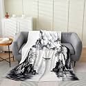 Castle Fairy Landscape Painting Throw Blanket Boys Girls,Chinese Ancient Theme Fuzzy Blanket All Seasons Bedding Set,Chinese Ancient Theme Plush Blanket Warm,Twin (60 x 80 Inches)