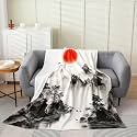 Castle Fairy Landscape Painting Throw Blanket Boys Girls,Nature Landscape Fuzzy Blanket All Seasons Bedding Set,3D Watercolor Chinese Style Plush Blanket Warm,Twin (60 x 80 Inches)