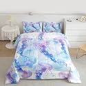 Castle Fairy Lovely Jellyfish Comforter Set for Kids Marine Life Underwater World Bedding Set Aquatic Animal Bedding Home Decor Blue Purple Comforter King Size 3 Pieces with 2 Pillowcase