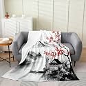 Castle Fairy Nature Landscape Flannel Blanket 3D Watercolor Chinese Style Fleece Throw Blanket for Room Decor,Mountain PaintingsBedding Set for Bed Sofa Couch,Throw 50"x60"