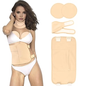 castor oil pack wrap 4 pieces organic kit reusable adjustable straps anti-leak compress pack easy application aids liver detox helps pain relief for tummy neck amp chest beige