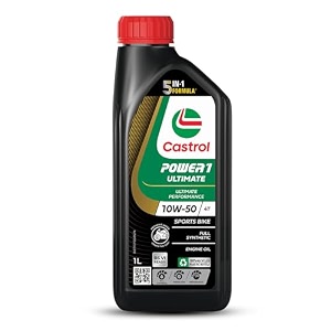 castrol power1 ultimate 10w-50 full synthetic engine oil api sp jaso ma2  instant acceleration superior protection high-temperature stability  for high-performance motorcycles  1l