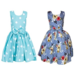 casual frock for baby girlsblue printed and olive printedpack of 2