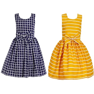 casual frock for baby girlsblue printed and olive printedpack of 2