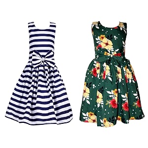 casual frock for baby girlsblue printed and olive printedpack of 2