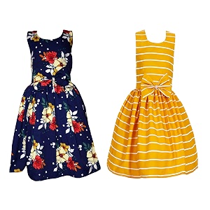 casual frock for baby girlsblue printed and olive printedpack of 2
