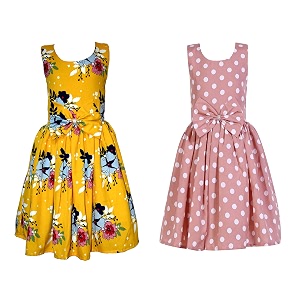 casual frock for baby girlsblue printed and olive printedpack of 2