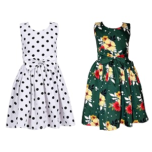 casual frock for baby girlsblue printed and olive printedpack of 2