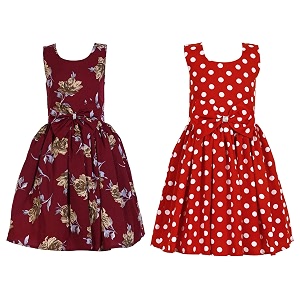 casual frock for baby girlsblue printed and olive printedpack of 2