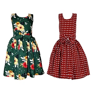 casual frock for baby girlsblue printed and olive printedpack of 2
