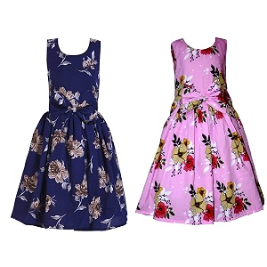 casual frock for baby girlsblue printed and olive printedpack of 2