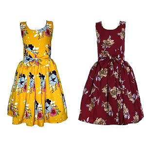 casual frock for baby girlsblue printed and olive printedpack of 2