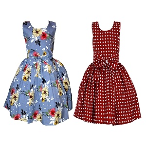 casual frock for baby girlsblue printed and olive printedpack of 2